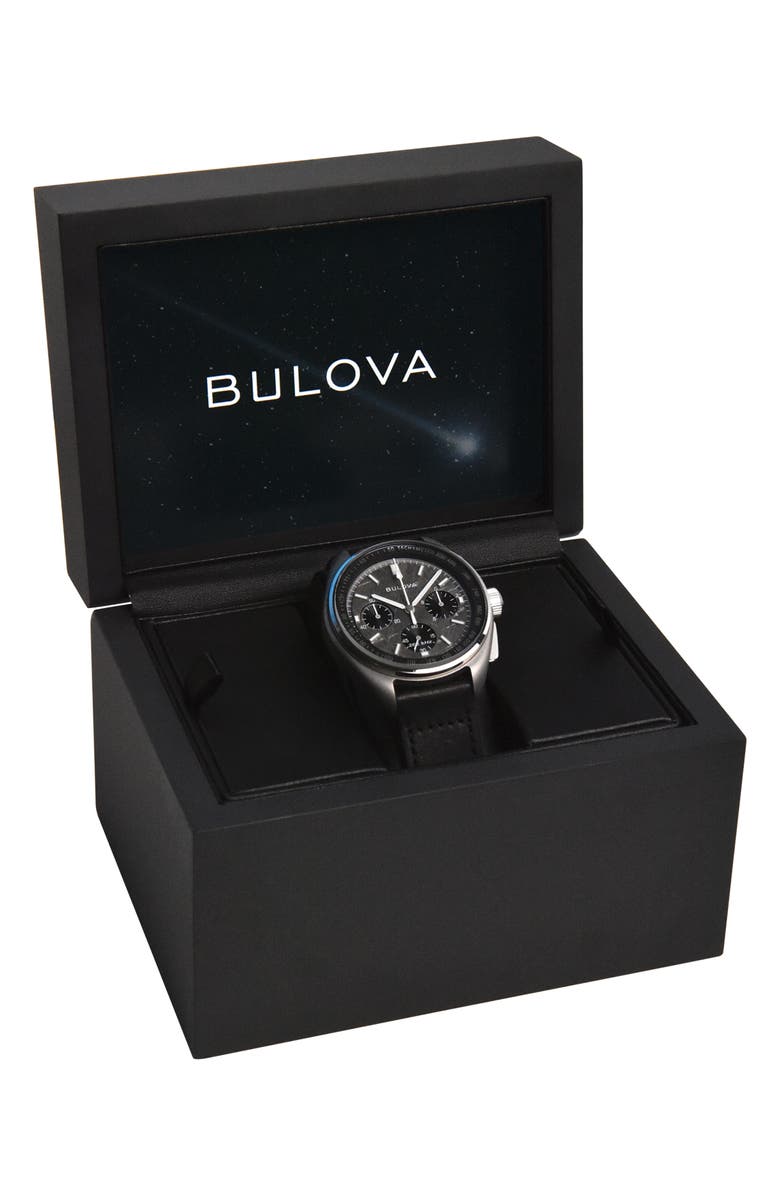 BULOVA Lunar Pilot Chronograph Leather Strap Watch, 43.5mm, Alternate, color,