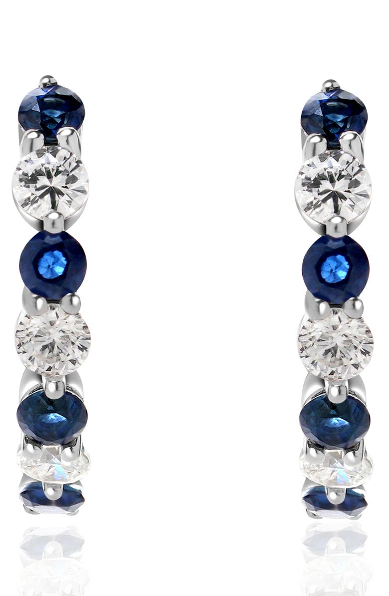 VALANI ATELIER Sapphire & Diamond Hoop Earrings, Alternate, color, 14K White Gold