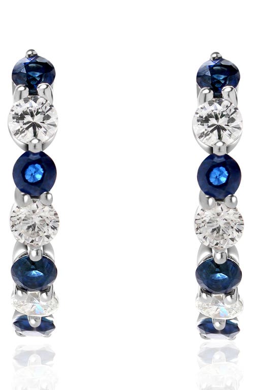 Valani Atelier Sapphire & Diamond Hoop Earrings In 14k White Gold