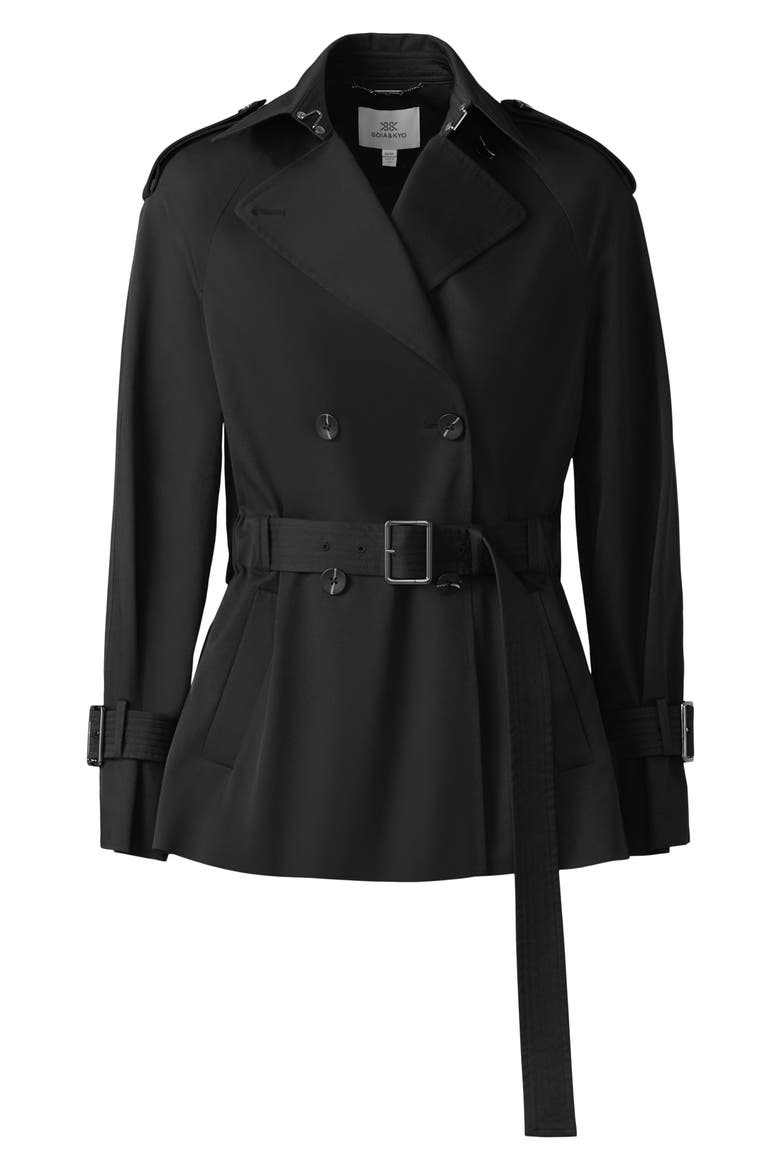 Becky Double Breasted Trench Coat, Alternate, color, BLACK
