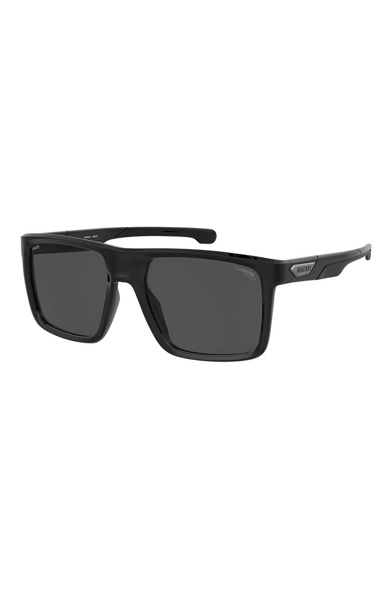 x Ducati 57mm Rectangular Sunglasses, Alternate, color, BLACK/ LIGHT GREY FT
