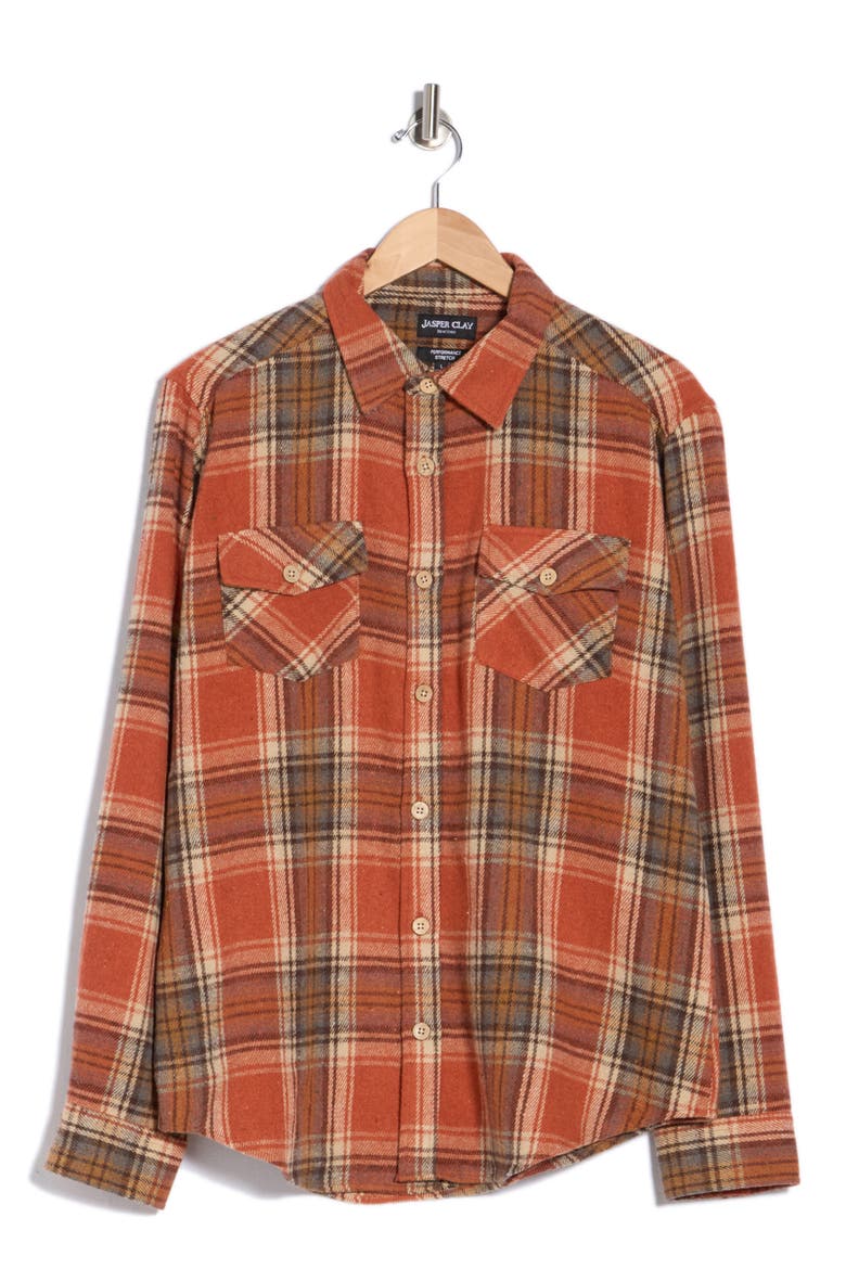 Plaid Flannel Shirt, Main, color, RUST
