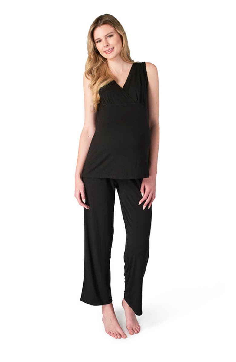 Everly Grey Analise During & After 3-Piece Maternity/Nursing Sleep Set, Alternate, color, Black