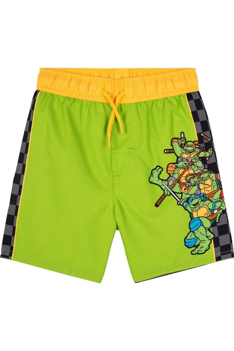 2-piece Swimwear Rash Guard And Swim Trunks Set, Alternate, color, Green and Yellow
