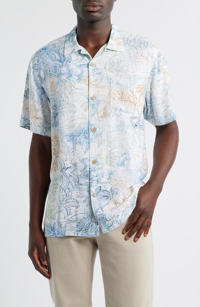 Tommy Bahama Veracruz Cay La Blanca Isles Camp Shirt, Main, color, Bora Bora Blue