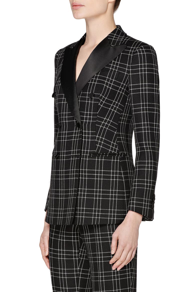Cameron Double Breasted Check Wool Suit Jacket, Alternate, color, BLACK CHECK