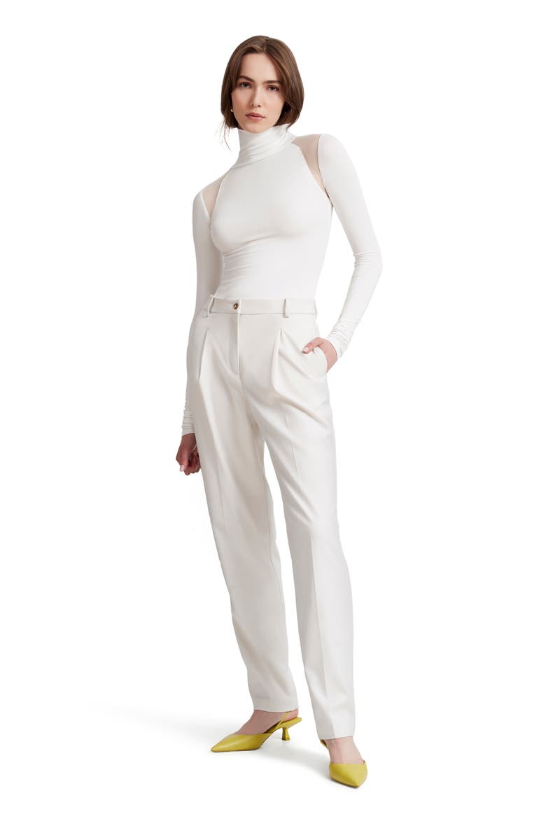 Maria Mesh Inset Turtleneck Top, Alternate, color, OFF WHITE