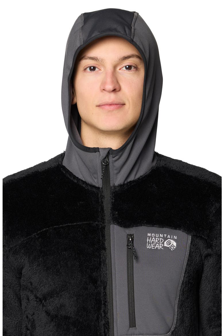 Polartec® High Loft Fleece Hooded Jacket, Alternate, color, BLACK/ VOLCANIC