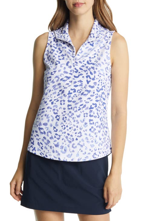 Aubrey Leopard Island Sleeveless Quarter Zip Shirt