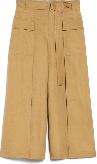 パンツ WEEKEND MAX MARA flared linen and cotton trousers PINIDE Weekend Max Mara Tan Pinide Trousers Weekend Max Mara