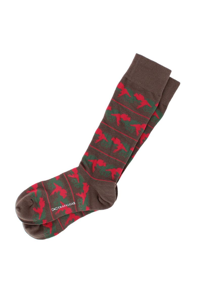 Win Place or Show Mid-Calf Cotton Blend Novelty Dress Sock, Alternate, color, Brown