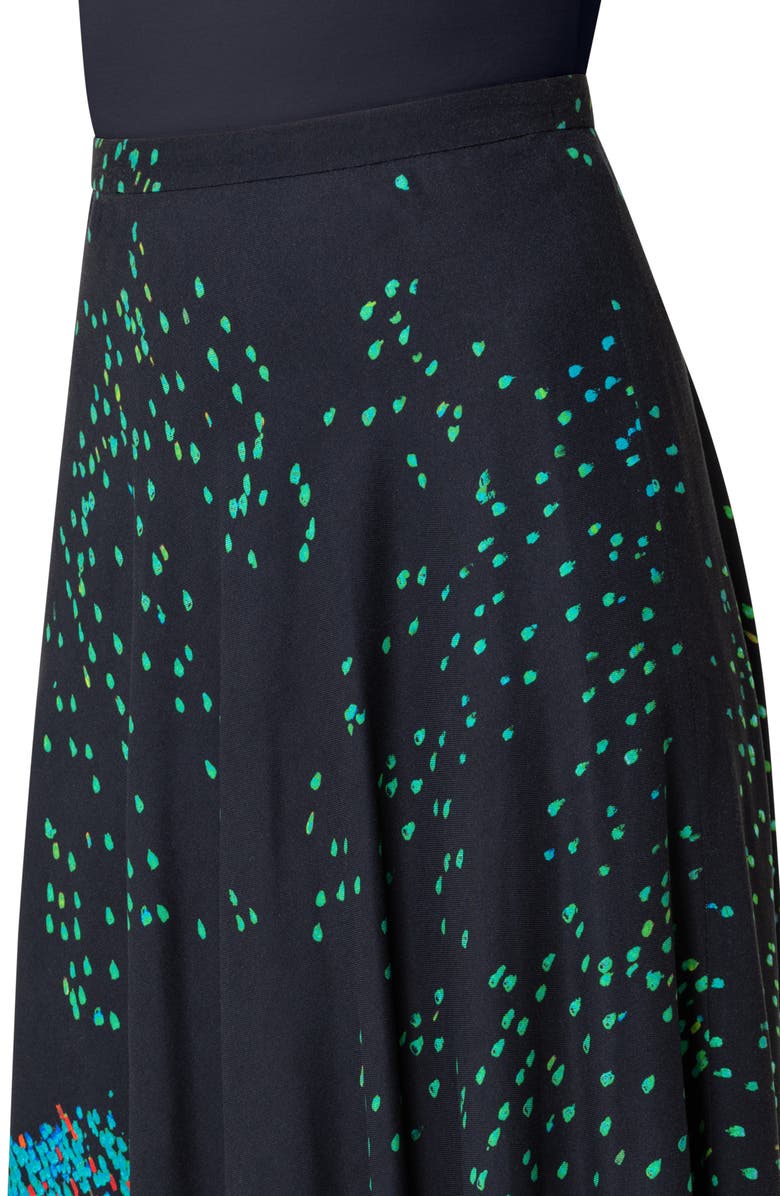 Akris punto Butterfly Print A-Line Midi Skirt, Alternate, color, Black-Multi