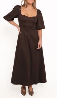 Petal & Pup Merlena Puff Sleeve Stretch Cotton Maxi Dress