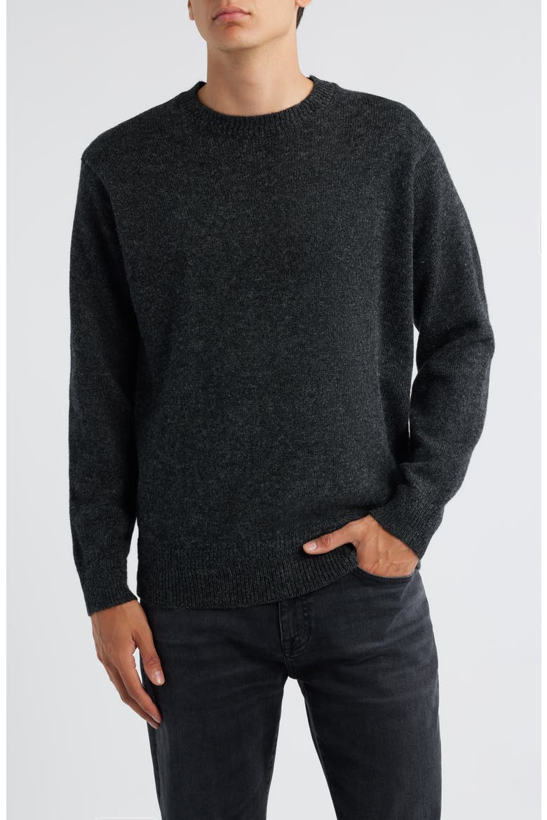 Wool Crewneck Sweater, Main, color, BLACK HEATHER