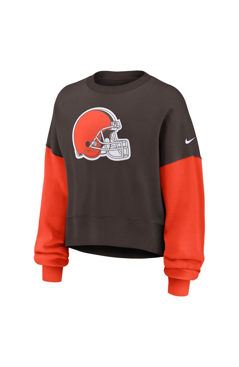 Nike Women's Nike Brown Cleveland Browns Oversized Color-Block Pullover Sweatshirt, Alternate, color, Brown