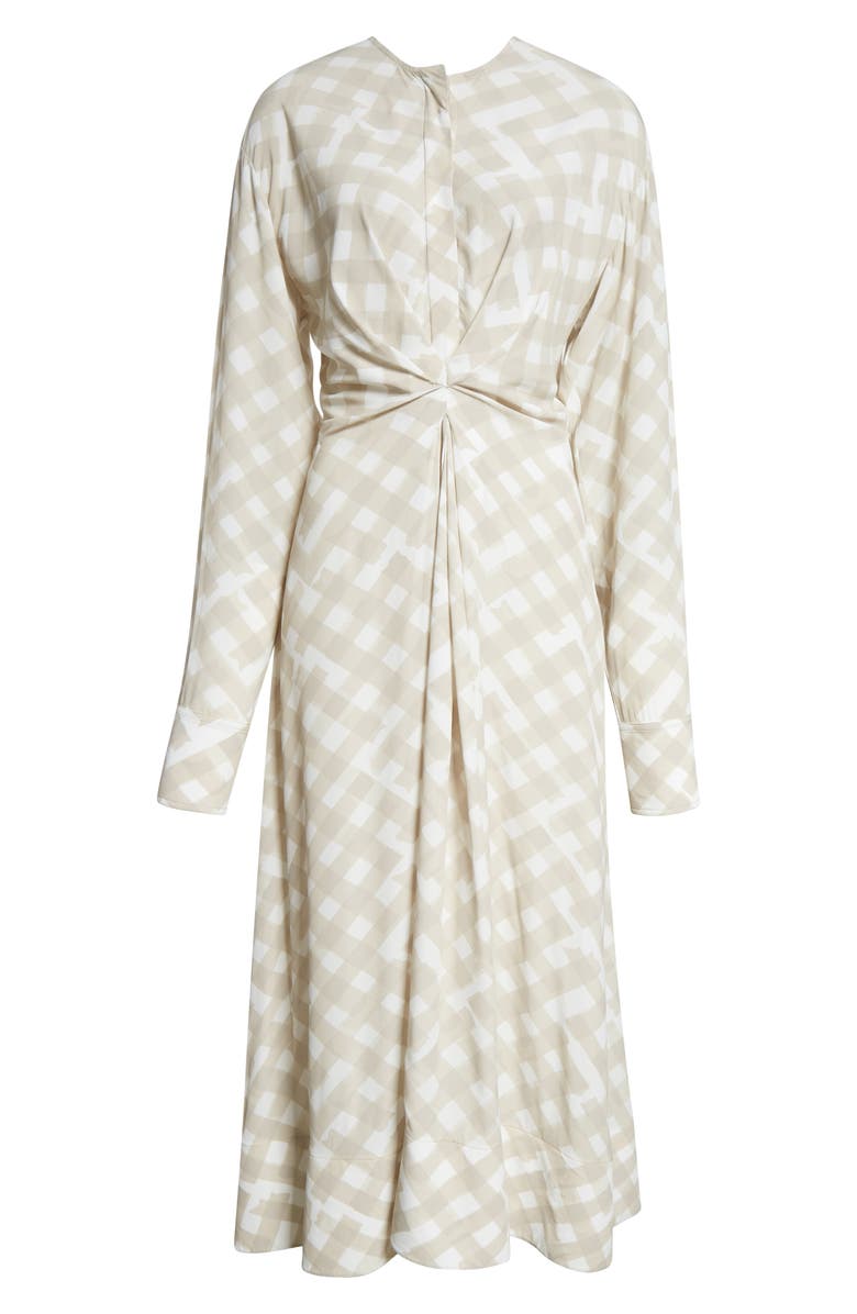 Proenza Schouler Keria Long Sleeve Crepe Midi Dress, Alternate, color, Oyster Multi