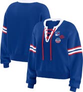 WEAR by Erin Andrews Women's WEAR by Erin Andrews  Blue New York Rangers Cropped Lace-Up Sweater