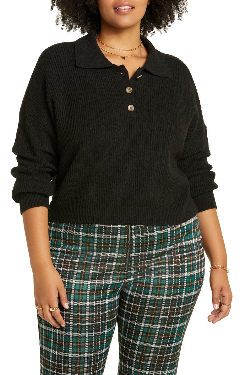 BP. Rib Long Sleeve Polo Sweater, Main, color, 