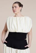 ELOQUII Combo Fabric Draped Top