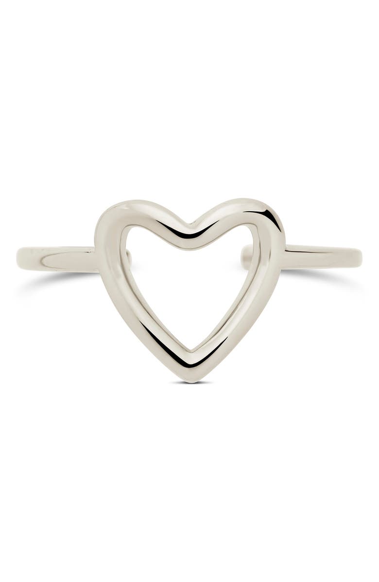 Sterling Forever Sterling Silver Open Heart Ring, Alternate, color, 