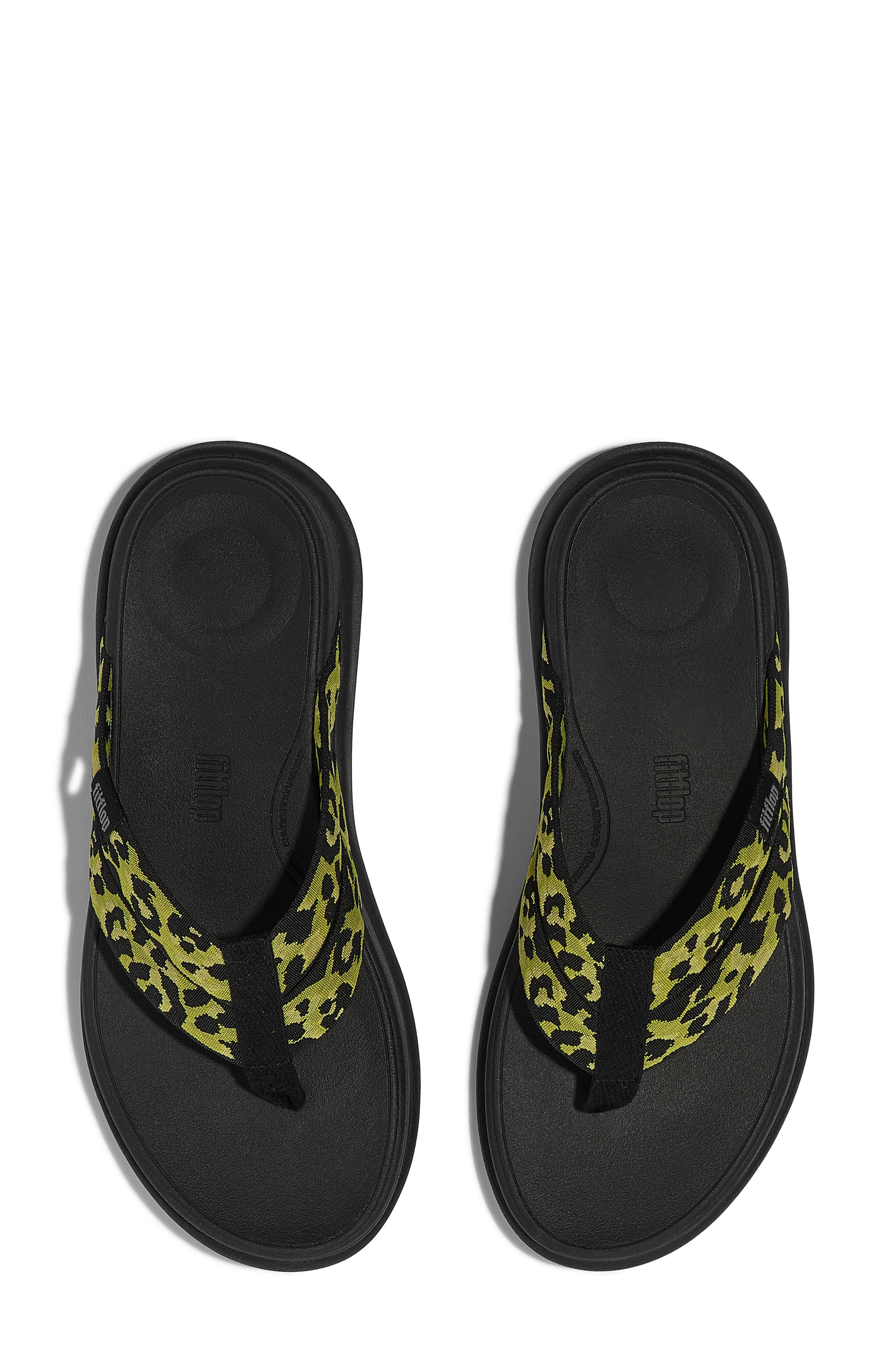 FitFlop F-Mode Go Leopard Web Strap Flip Flop, Alternate, color, Lemongrass Mix
