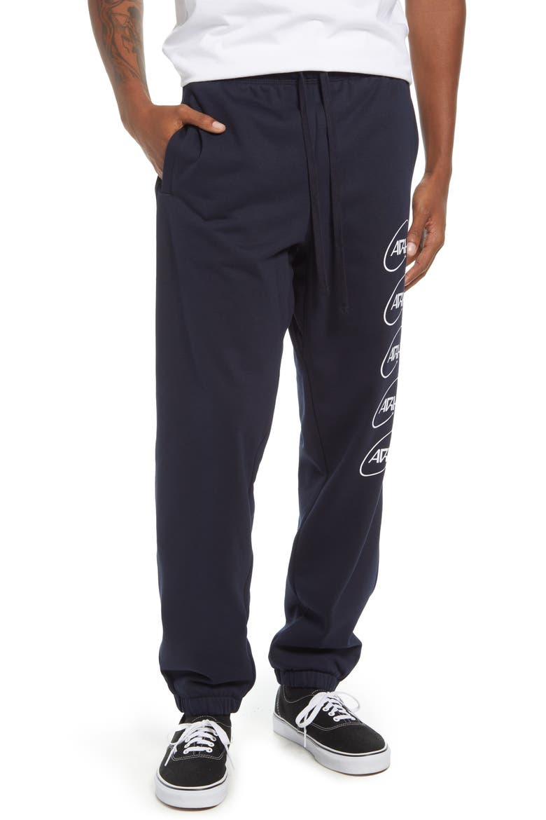 Orbit Logo Sweatpants, Main, color, DARK NAVY / WHITE