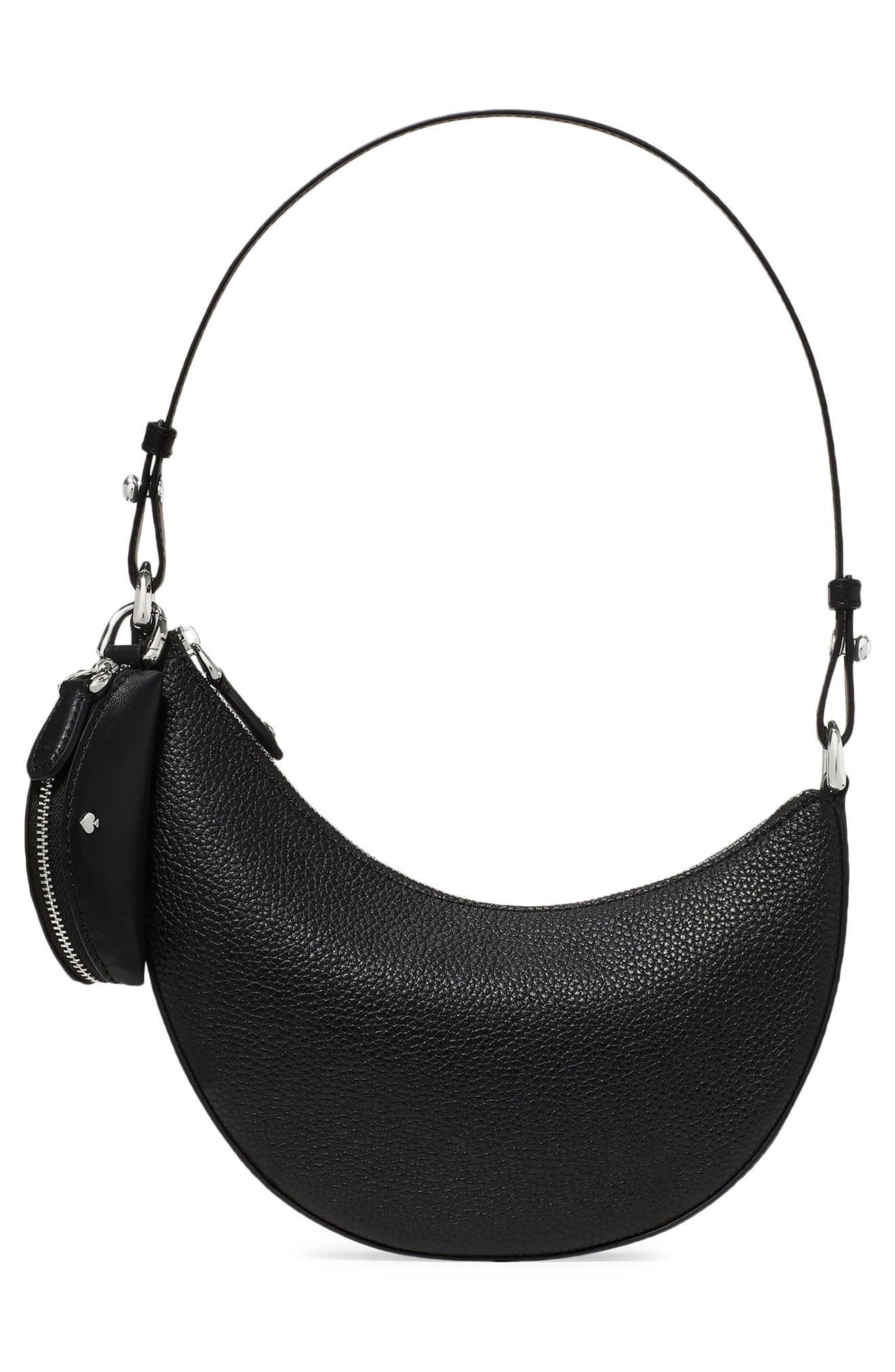 Kate Spade New York mini duo pebble leather crossbody bag, Alternate, color, Black/ Silver