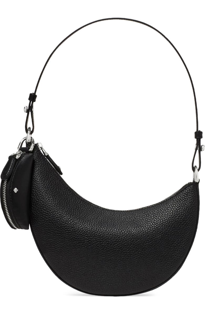 Kate Spade New York mini duo pebble leather crossbody bag, Alternate, color, Black/ Silver