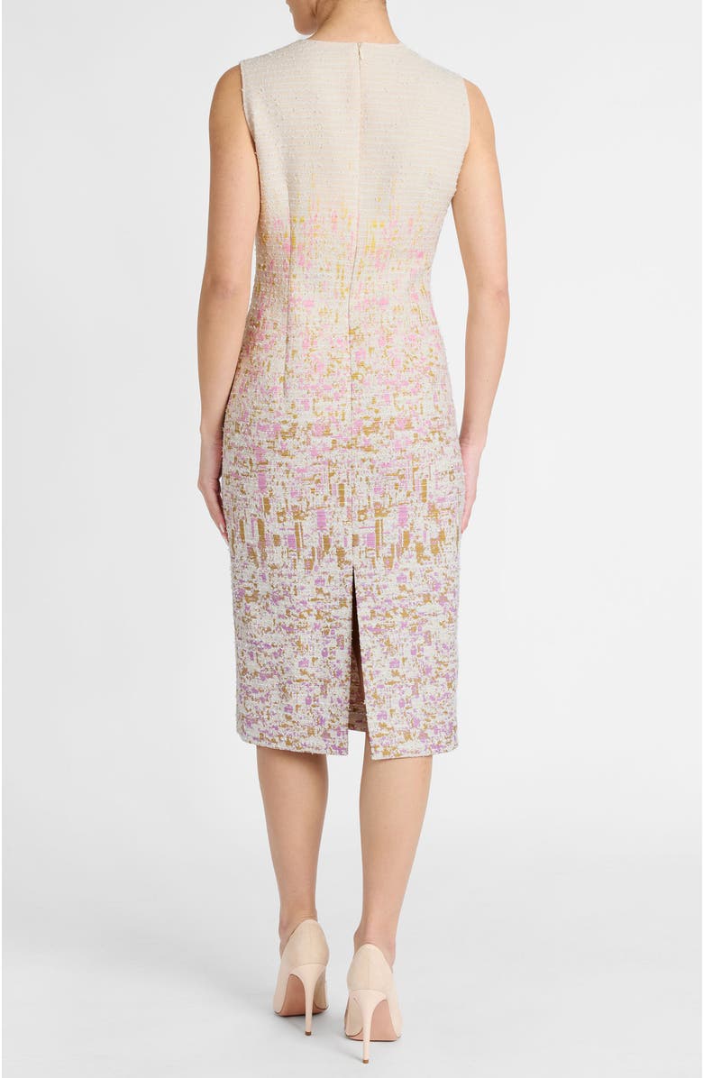 Santorelli Britta Midi Sheath Dress in Ombré Jacquard, Alternate, color, Pearl