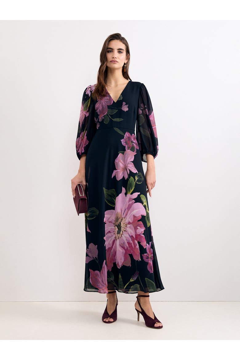 V-Neck Betty Maxi Dress, Main, color, Navy