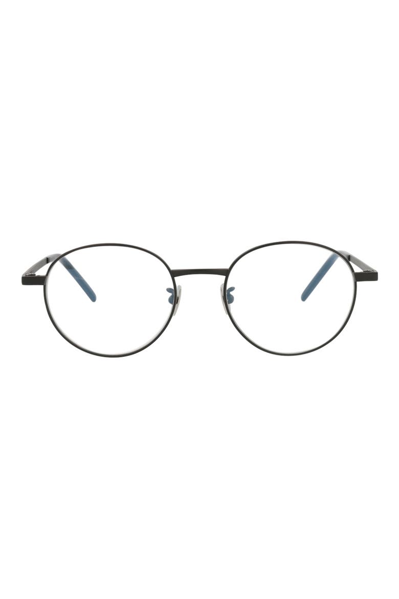 49mm Round Optical Glasses, Main, color, BLACK BLACK TRANSPARENT