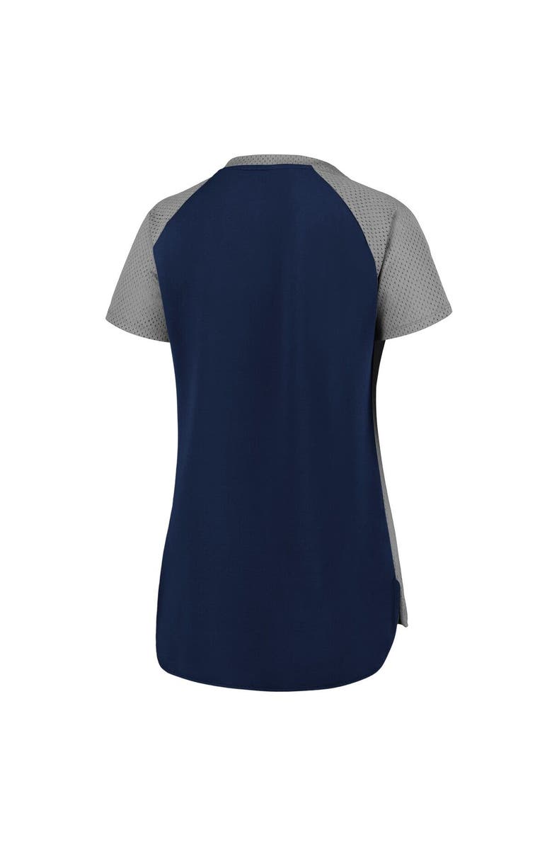 FANATICS Women's Fanatics Branded Navy/Gray New York Yankees Iconic League Diva Raglan V-Neck T-Shirt, Alternate, color,