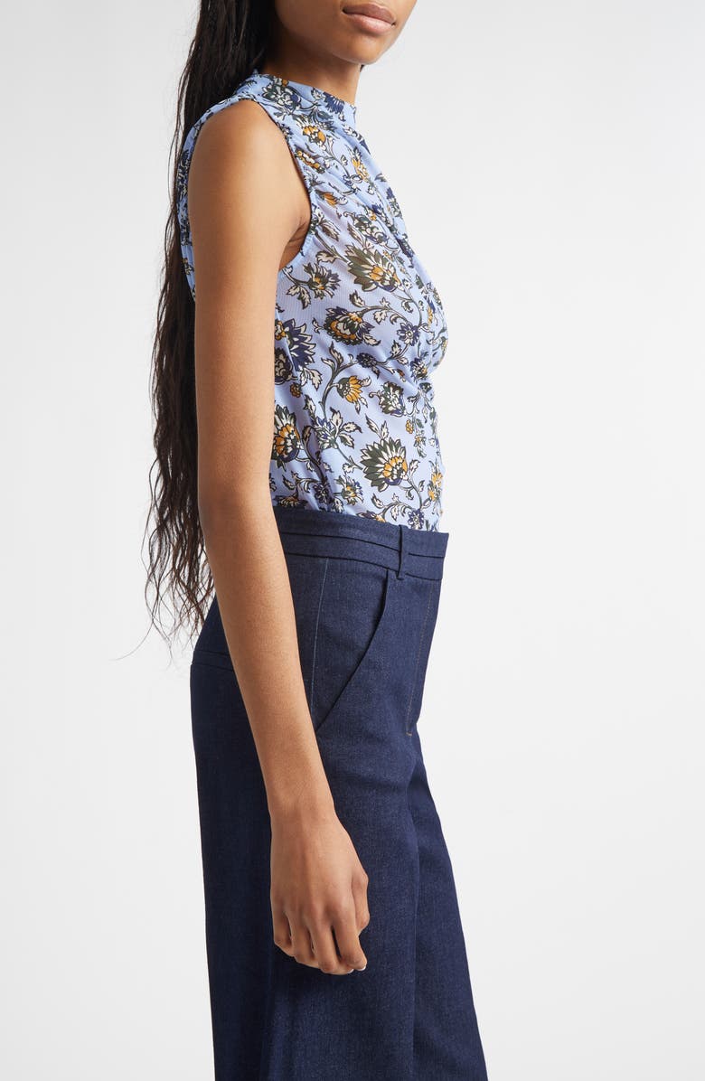 Veronica Beard Sylviani Print Sleeveless Top, Alternate, color, Ice Blue Multi