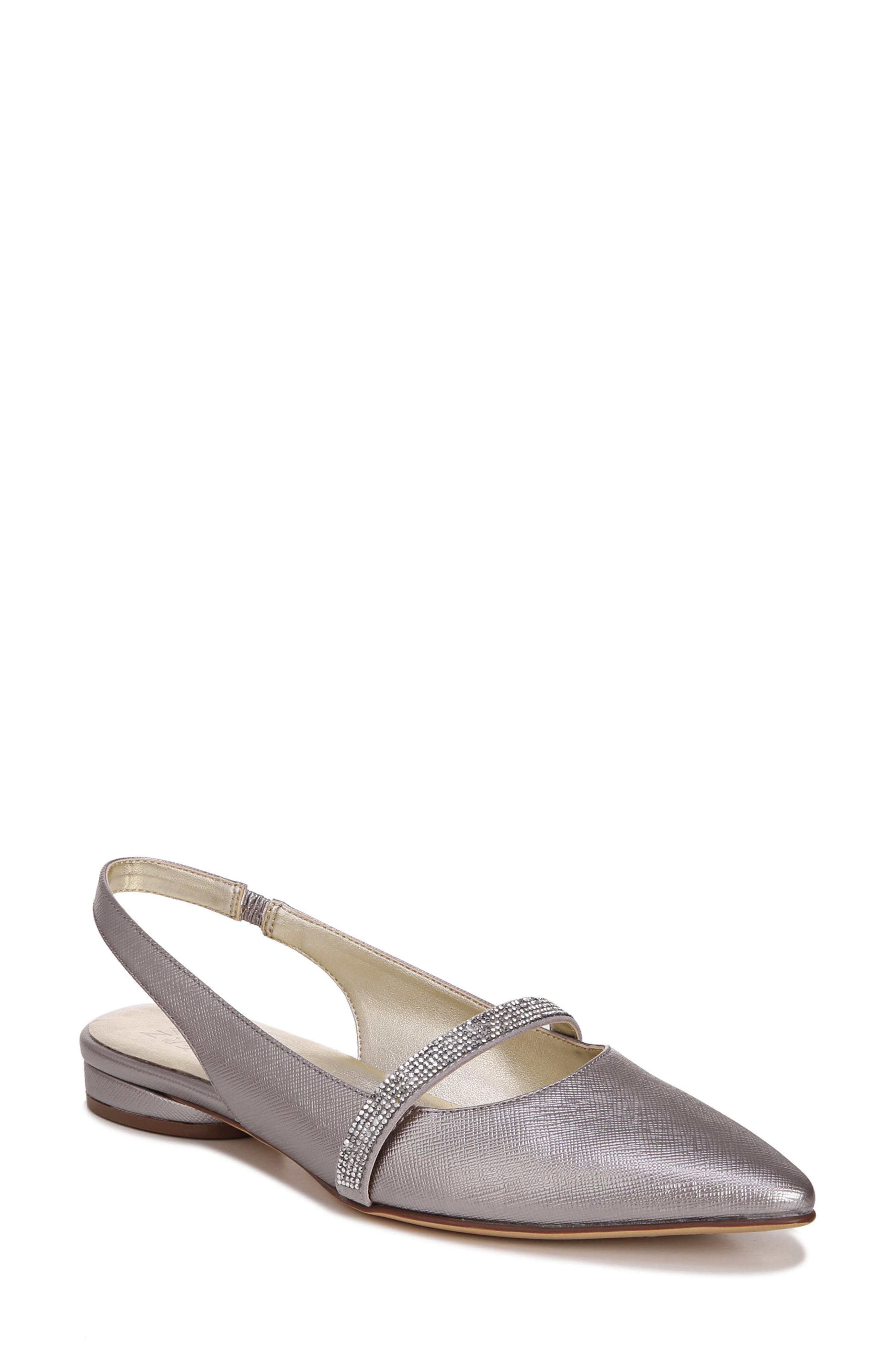 Hally Slingback Flat, Main, color, SILVER FAUX LEATHER