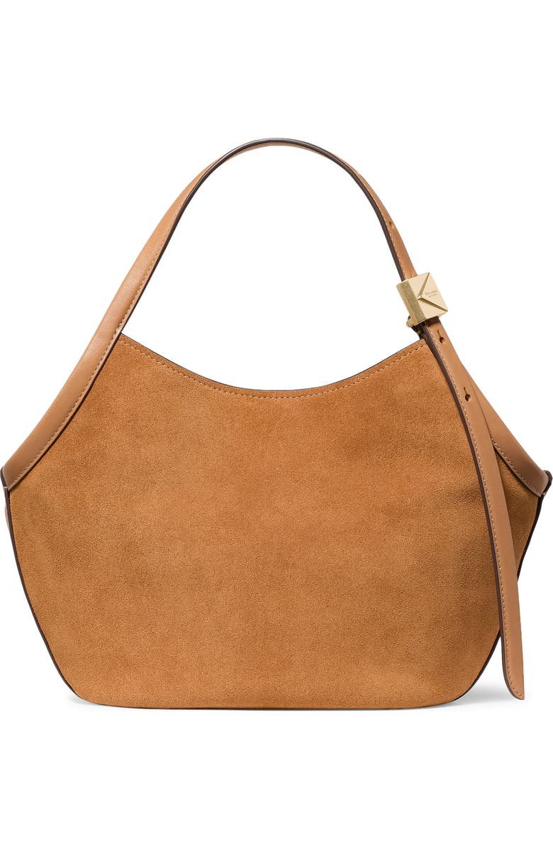 Kate Spade New York Small Deco Suede Tulip Tote, Main, color, Garden Soil