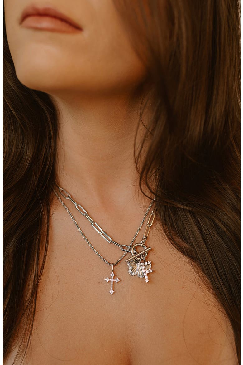 Juliet Cross Charm, Alternate, color, SILVER