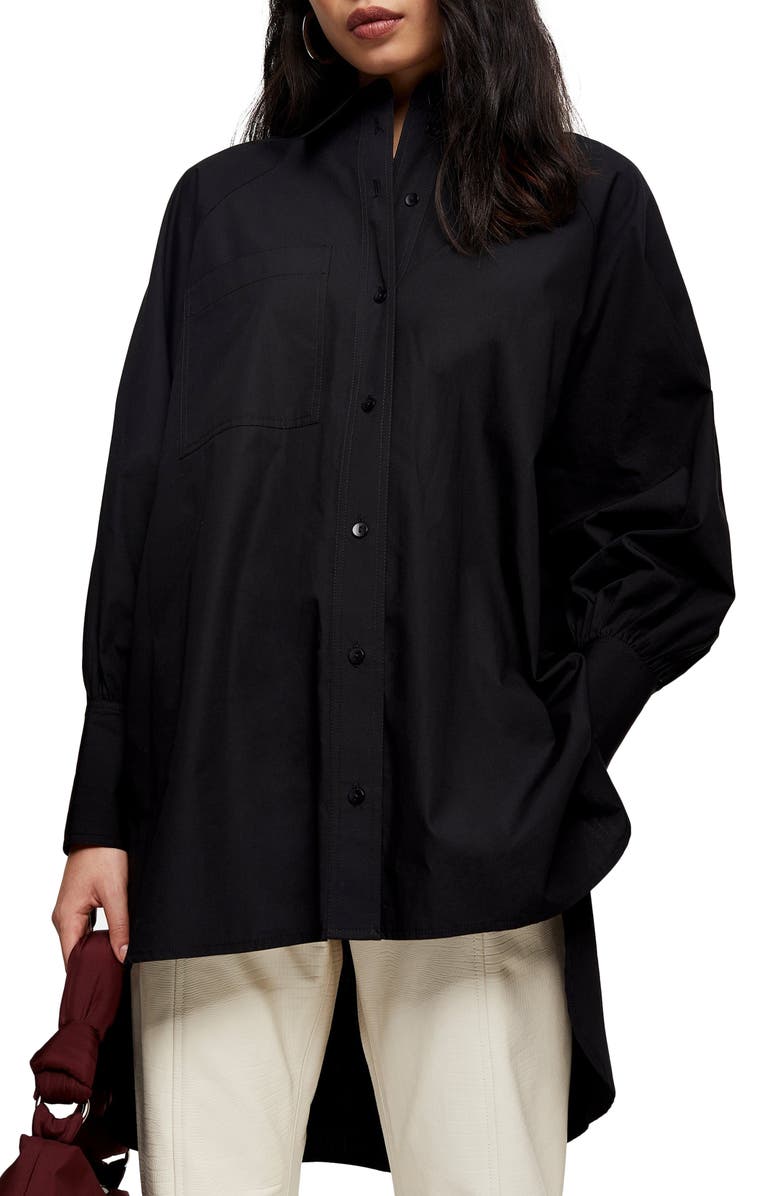 Topshop Oversize Poplin Shirt, Main, color,