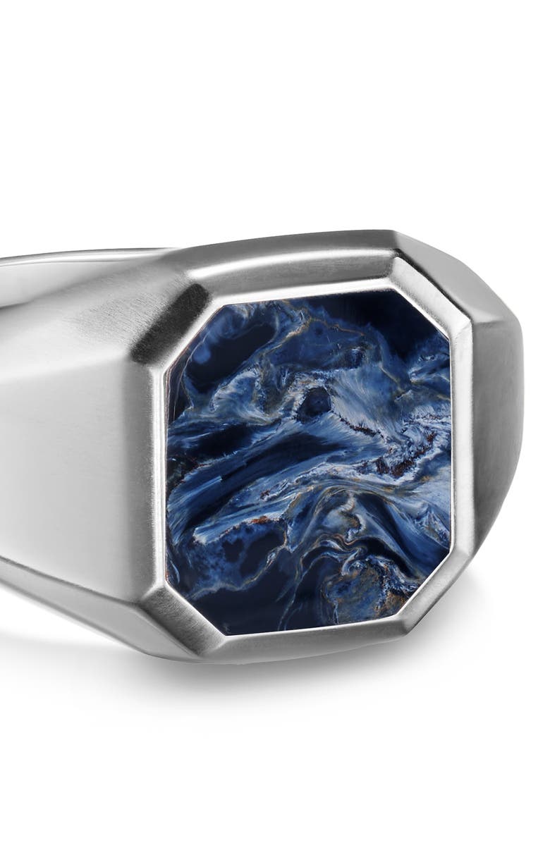 David Yurman Men's Streamline<sup>®</sup> Inlay Signet Ring in Sterling Silver with Pietersite, 14mm, Alternate, color, Silver