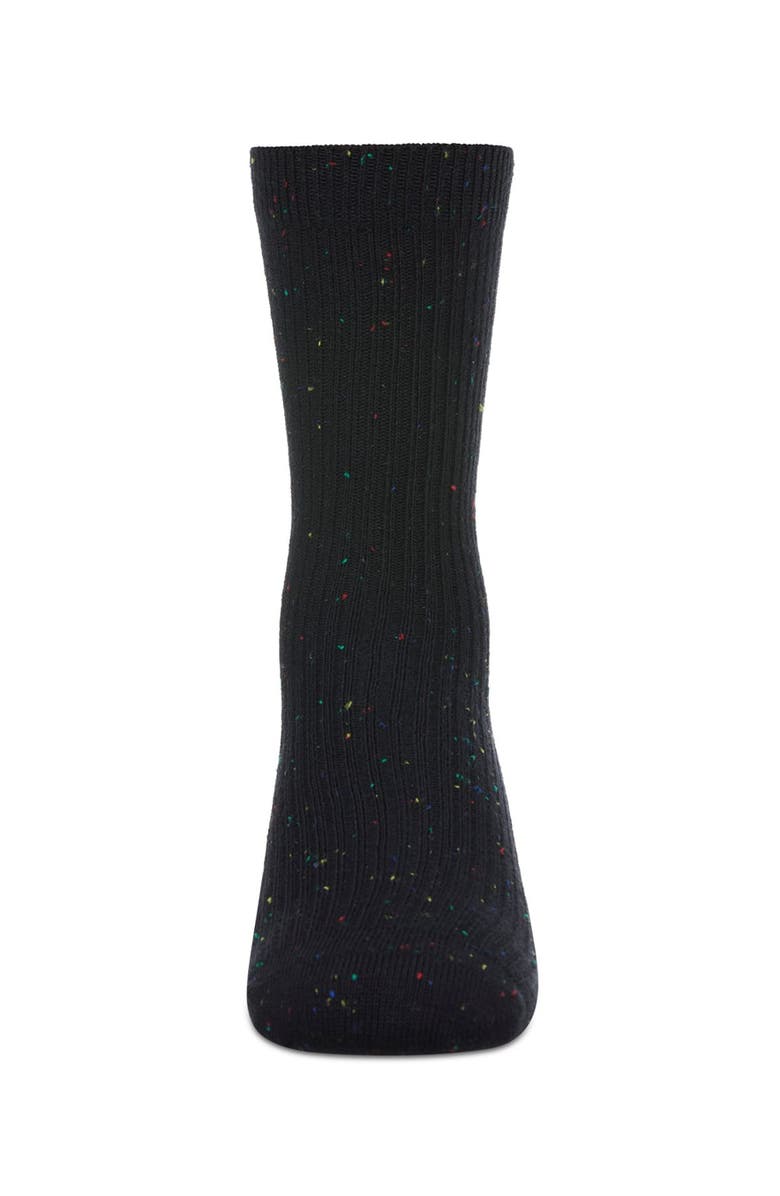 MeMoi Thin Ribbed Speckled Crew Sock, Alternate, color, Black