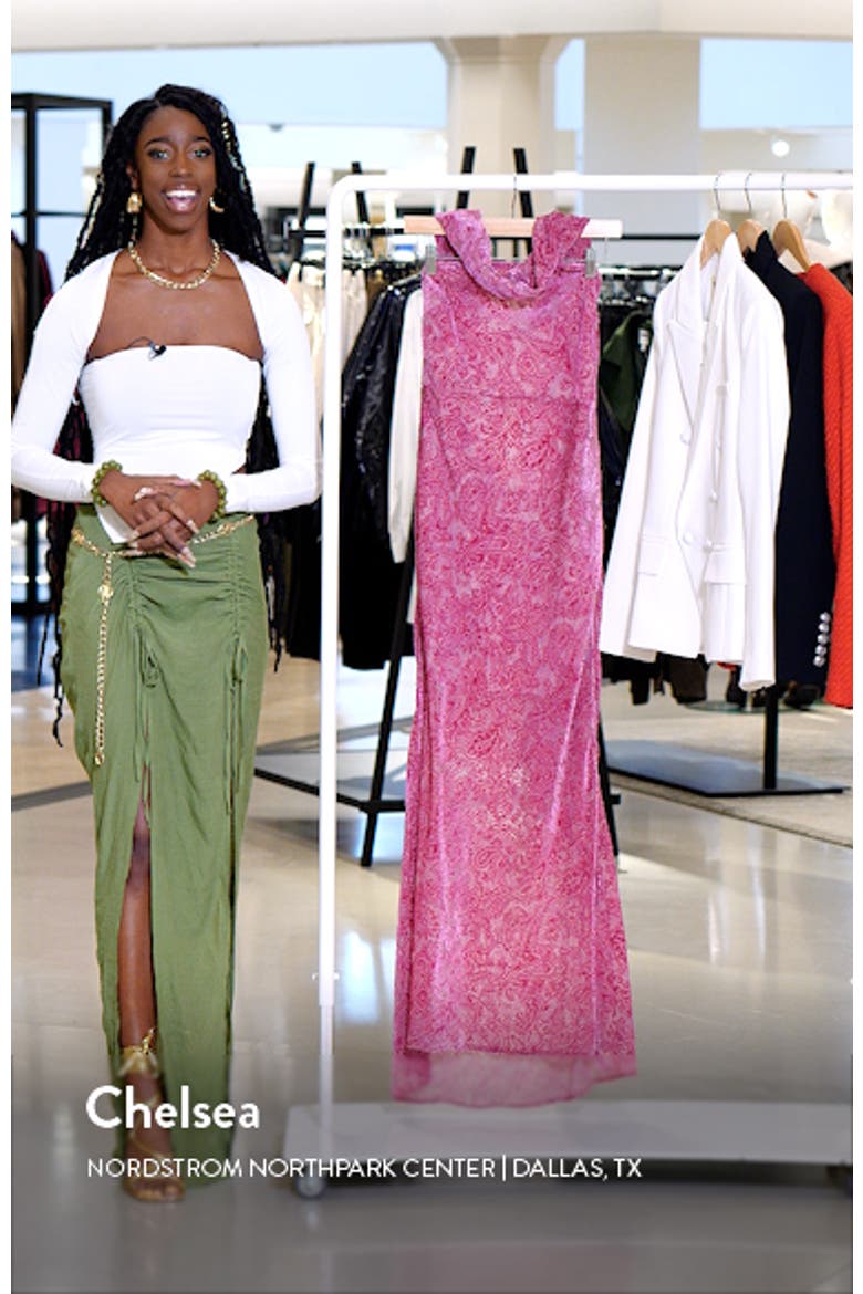 Francesca Paisley Strapless Burnout Velveteen Dress with Scarf video