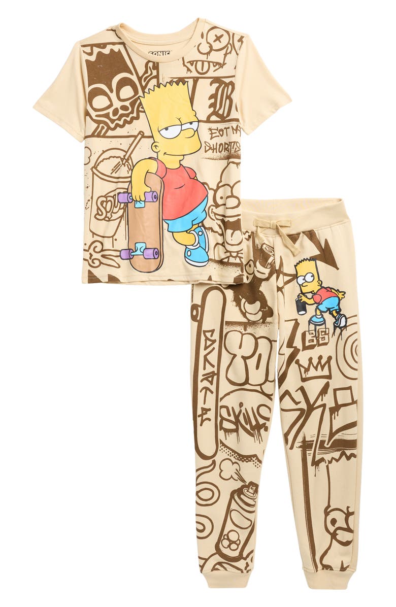 Freeze Kids' Bart T-Shirt & Joggers Set, Main, color, Sand