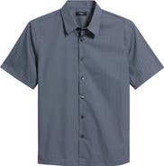 Theory Irving Short Sleeve Stretch Cotton Button-Up Shirt