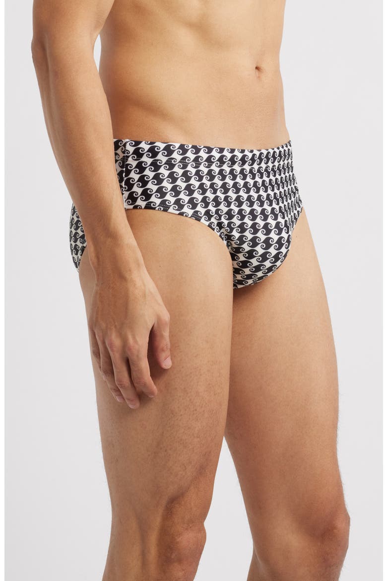 Sea Hound Wave Print Swim Briefs, Alternate, color, BLACK/ CREAM