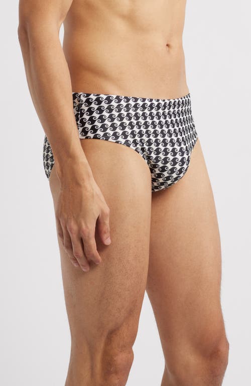 Boardies Sea Hound Wave Print Swim Briefs In Black/cream
