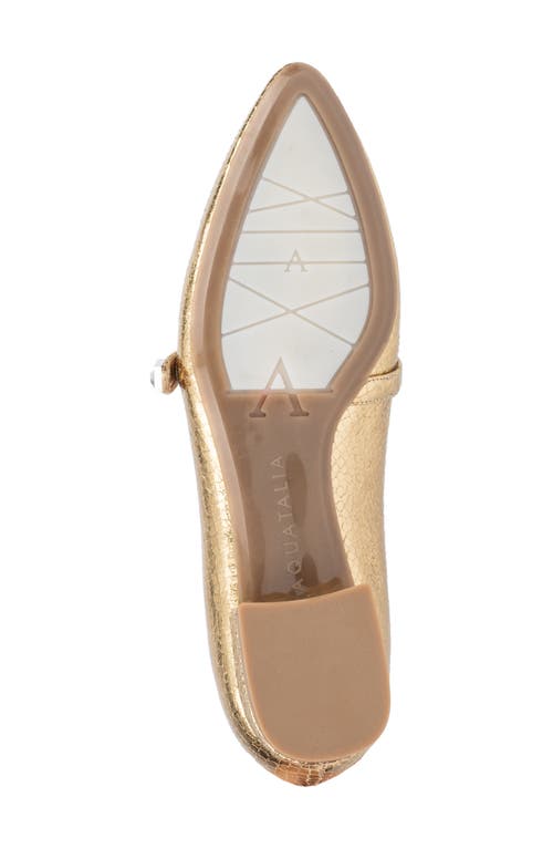 Aquatalia Priya Metallic Snake-embossed Mary Jane Flats In Gold