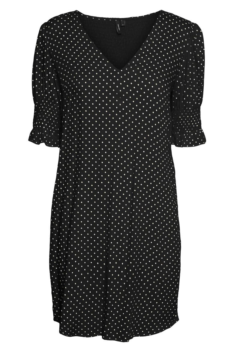 Fie Smocked Dress, Alternate, color, BLACK
