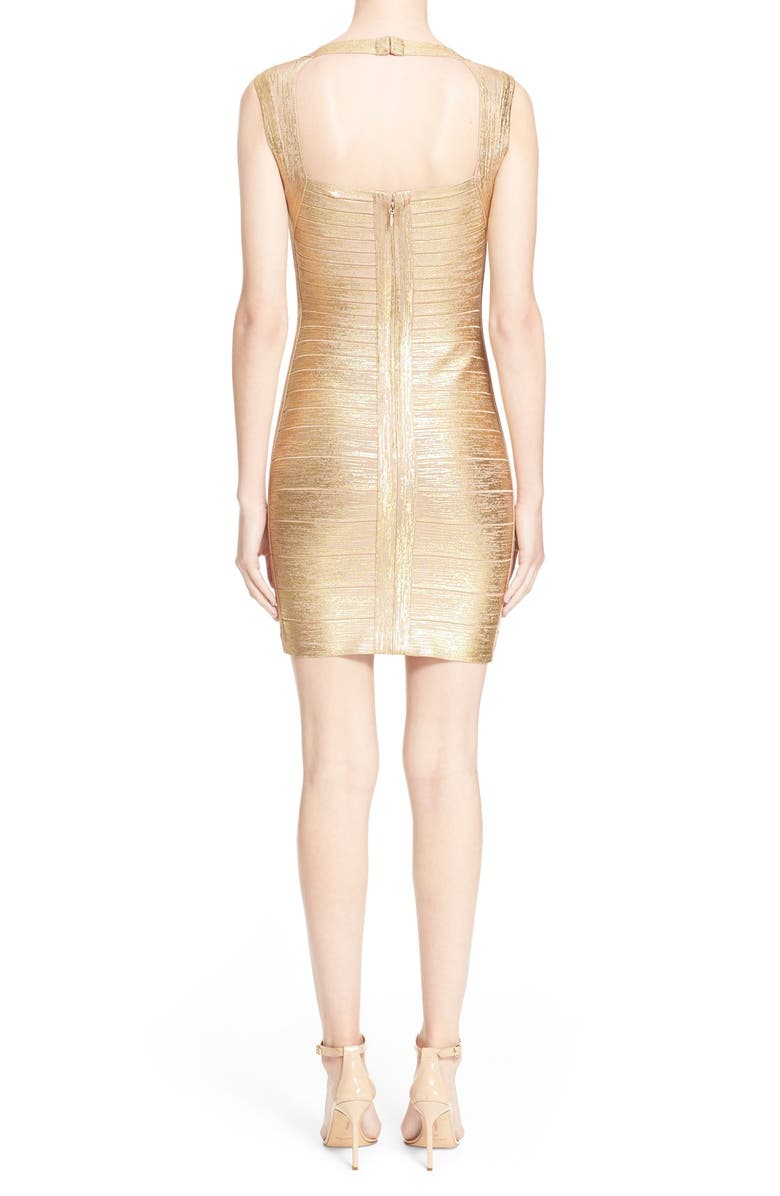 Herve Leger Metallic Bandage Dress, Alternate, color,