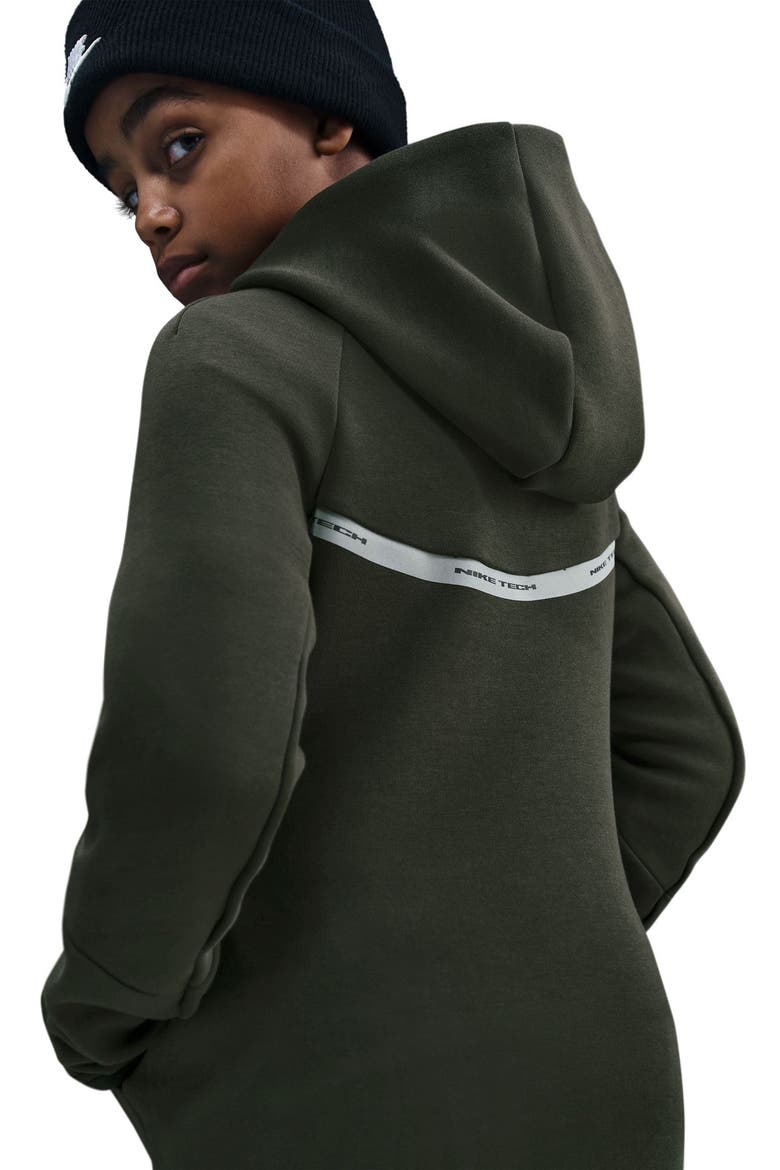 Kids' Sportswear Tech Fleece Zip-Up Hoodie, Alternate, color, SEQUOIA/ BLACK/ BLACK