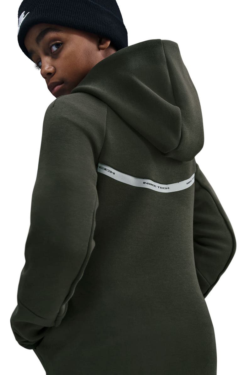 Nike Kids
 Sportswear Tech Fleece Zip-Up Hoodie, Alternate, color, Sequoia/ Black/ Black