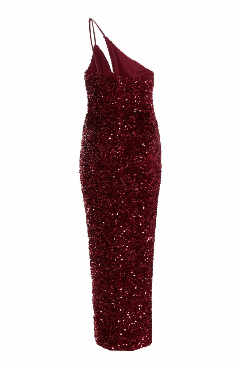 QUIZ One Shoulder Cut Out Sequin Maxi Dress, Alternate, color, 